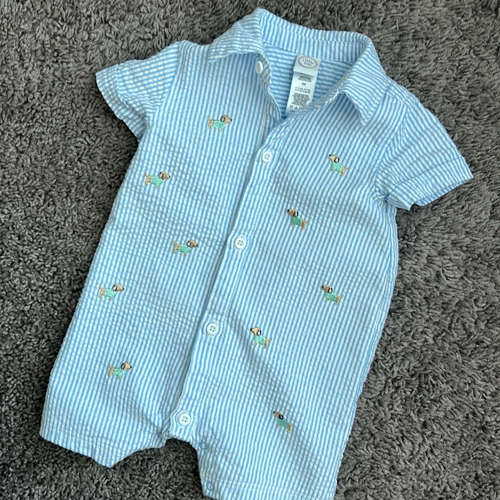 Little Me seersucker one-piece 6M baby boy